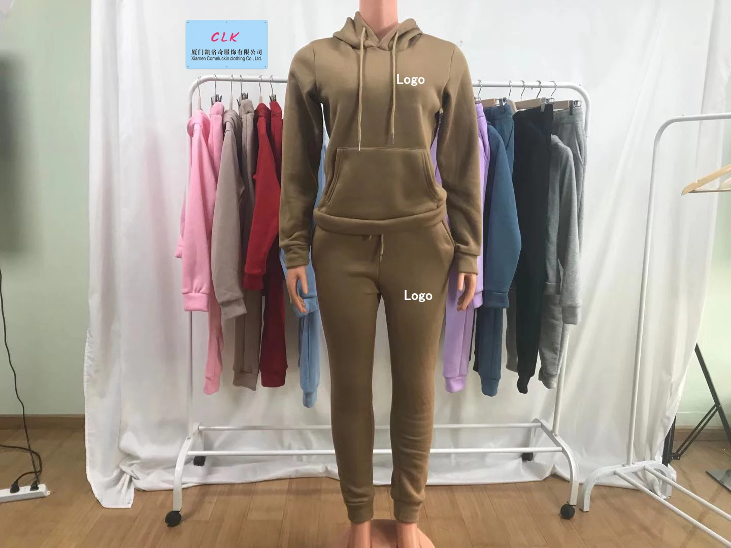 Xs3xl Fall Women Clothes Drawstring Hoodie Set 2 Piece Set Hoodies Joggers Long Sleeve