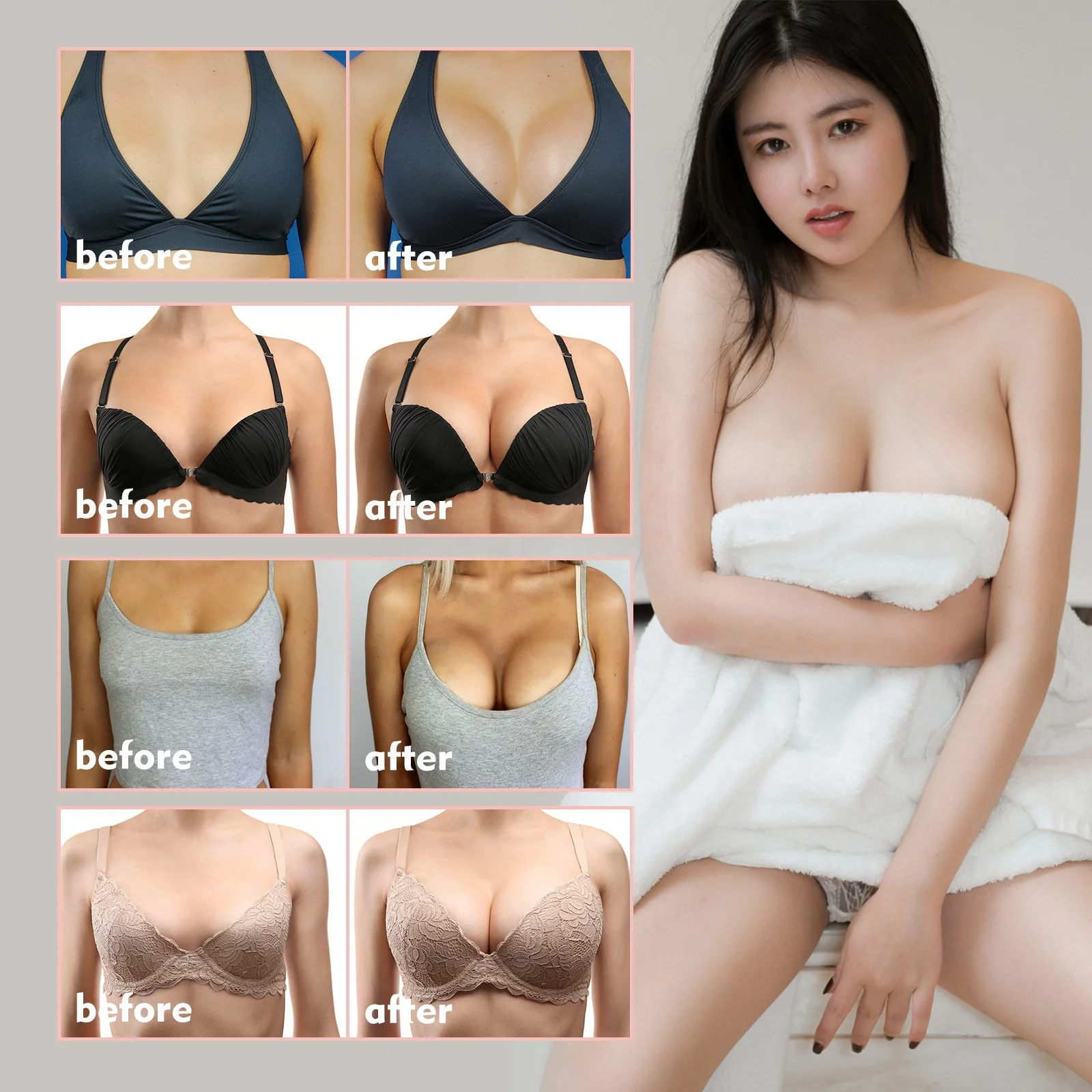 Jaysuing 100% Natural Firming Boobs Enhancement Oil Beautifying Chest Massage Roller for Big Breast Enlargement