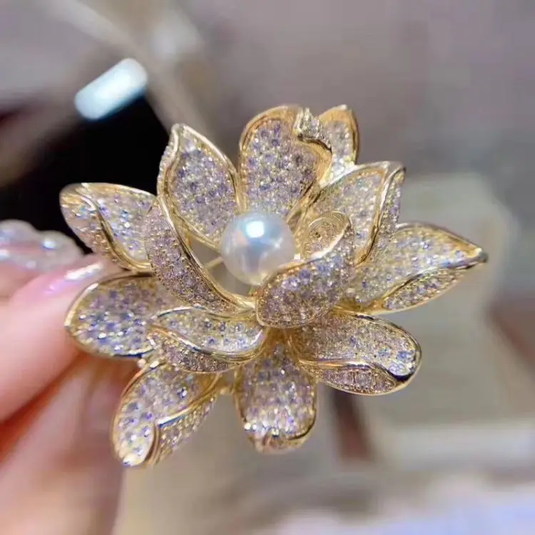 18k Plated White Peacock Brooch Imitation Pearl Brooch Pins Fashion Jewelry 
