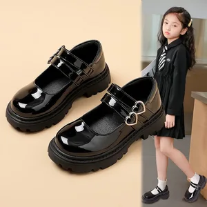 2026 Boutique Children School Shoes Leather Sweet Dress Shoes for Girls New Style School Black Kids Shoes