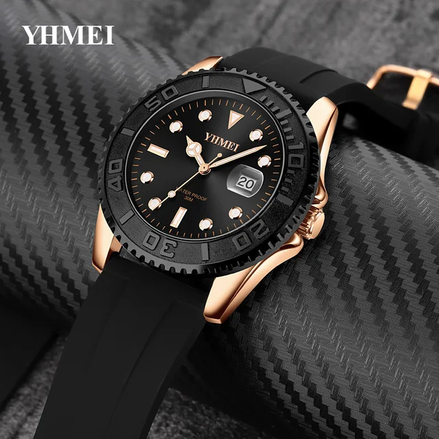 Fashion Men Wristwatch Soft Silicone Straps 3ATM Waterproof Luminous Dive Watch Custom Logo Men Quartz Watches