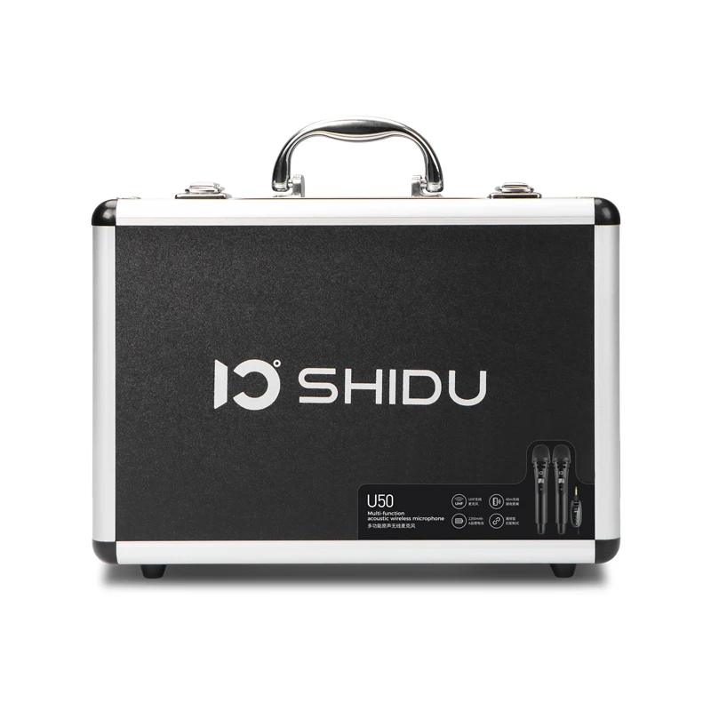 SHIDU U50 Double Wireless UHF Wireless  Handheld Microphone  with Rechargeable  Receiver Apply to Any MIC Input Audio Device