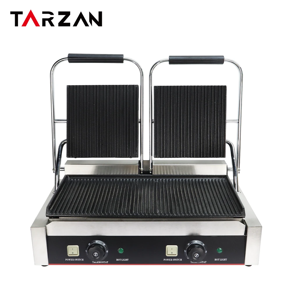 Hot selling cheap price Cast Iron/Electric Sandwich Maker Panini Press Grill Double Plate Food Machinery  Grill Press Grill factory