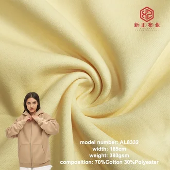 new product winter fabric 70% cotton 30% polyester CVC terry fabric 380g  knit fleece hoodie fabrics