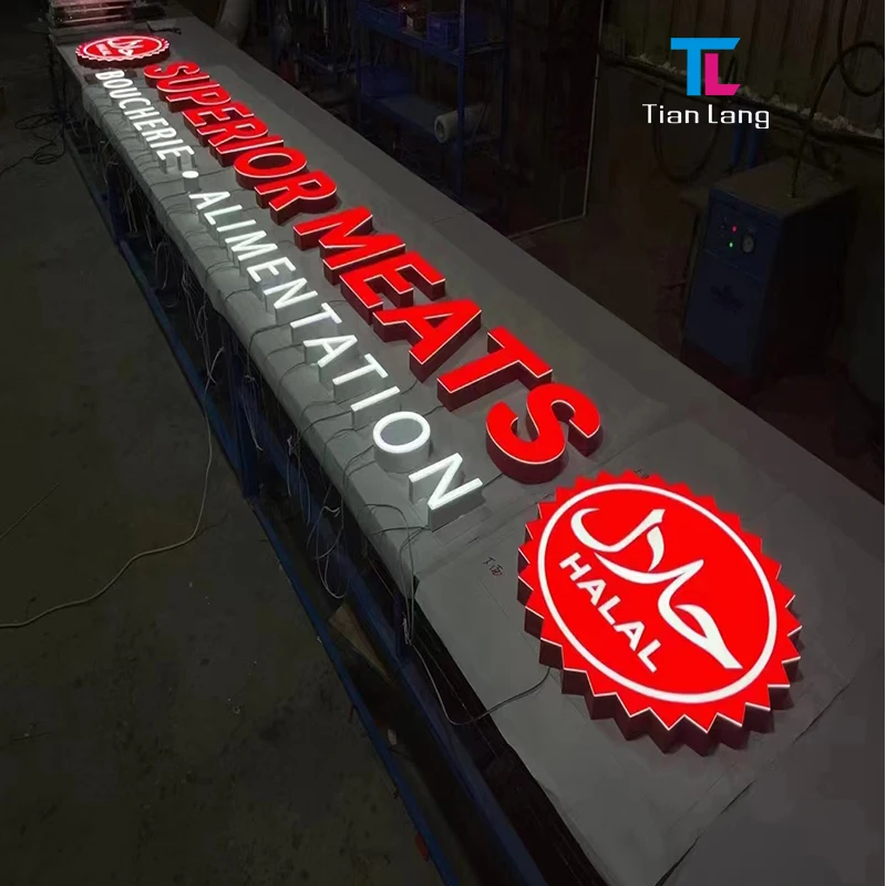 カスタム店舗ロゴ 電子式丸型発光サイン 発光サイン LED ステンレススチール製バックライト付き照明電子サイン