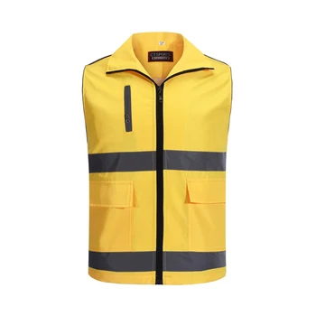High Vis Custom Clothing Wholesale Reflective Workwear Safety Vest Construction with Pockets for Men