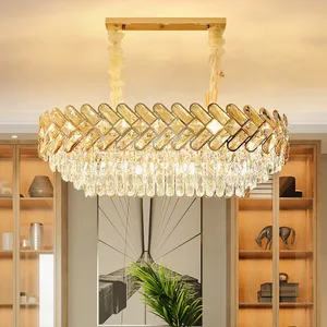 Rectangular Round Bedroom Hotel Hanging Lamp Led Luxury Crystal Chandeliers Modern for Living Room