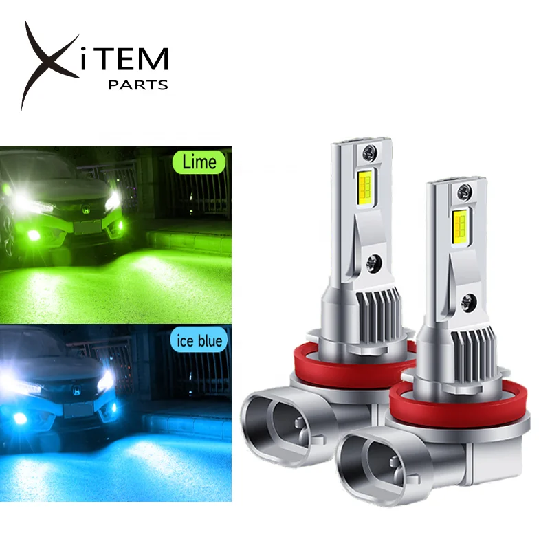 XITEM Dual Color Led Headlight Bulbs for Car Strobe 40W Fanless LED Fog Lights Lemon Yellow Green H7 H11 HB3 HB4