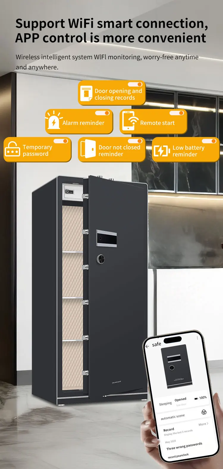 CEQSAFE New Arrival Smart Safe WIFI Function Steel Electronic Security Money Digital Fingerprint Safe Box factory