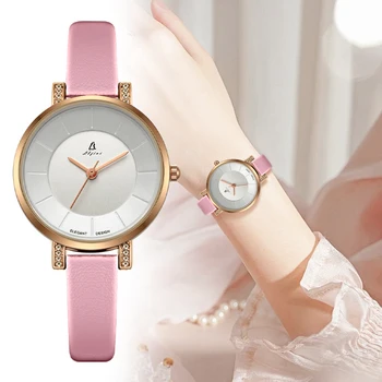 Customized Logo OEM Watch Black Leather Waterproof Diamond Bezel Wrist Watch 2024 Slim Stone Japan Movt Quartz Watches for Girls