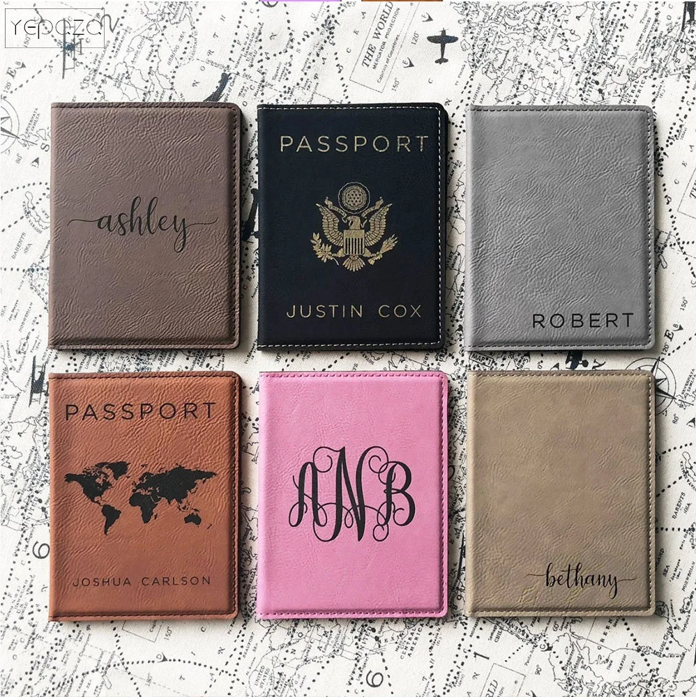 Source Hotel travel low Price Passport Cover Leather Card Holder Luggage  Tag Coffee Grey Leather World Map Charm for Passport Cover Cus on  m.