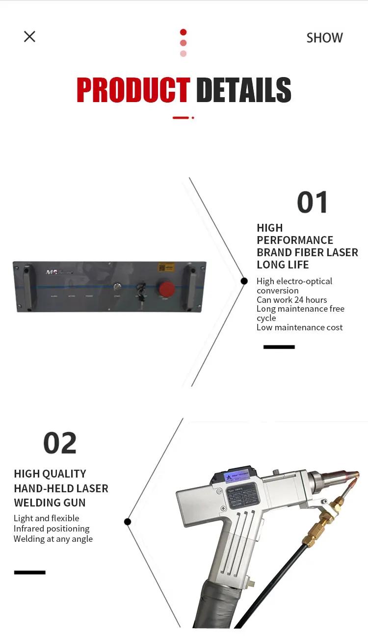 Handheld laser welding machine 4 in 1 multifunctional small machine cutting welding rust removal cleaning welding details