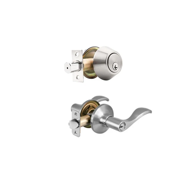 Luxury Entrance Combo Entry Lever Door Handle And Single Cylinder