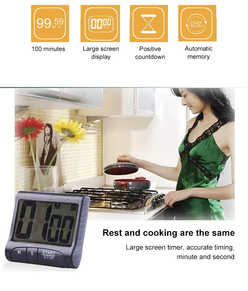 High Quality Kitchen Display LCD Multi Countdown Timer Function Kitchen Countdown Timer