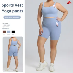 Plus Size for Solid Shorts 2-Piece Yoga Set Activewear Outdoor Daily Wear Trendy Fitness for