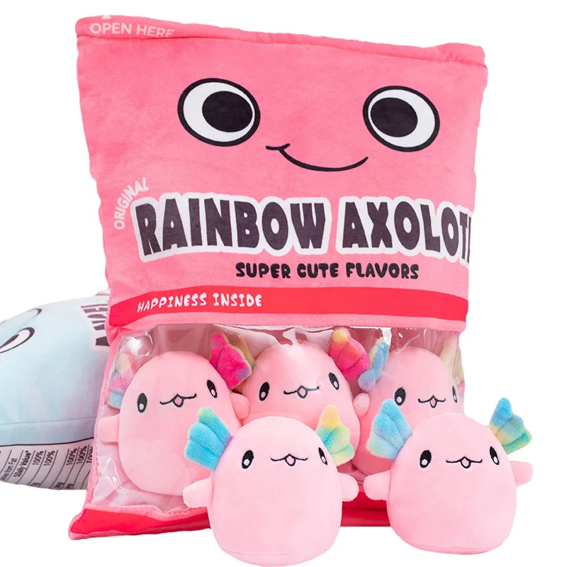 Creative Axolotl Snack Plush Toy Pillow Stuffed Plush Axolotl Toy Animals Custom Design Axolotl Snack Plush Toys