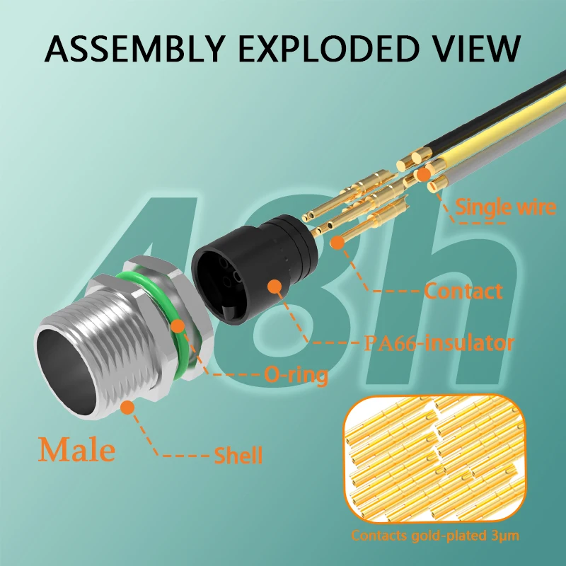 7/8 aviation plug 3 4pin 5hole 6pin waterproof Watertight connector IP68 assembled Metal 7/8 power connector Male connectors