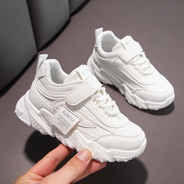 White Sneakers Kids Sports Shoes for Girls Boys Children Running Sneakers PU Soft School Casual Fashion Anti-skid Shoes