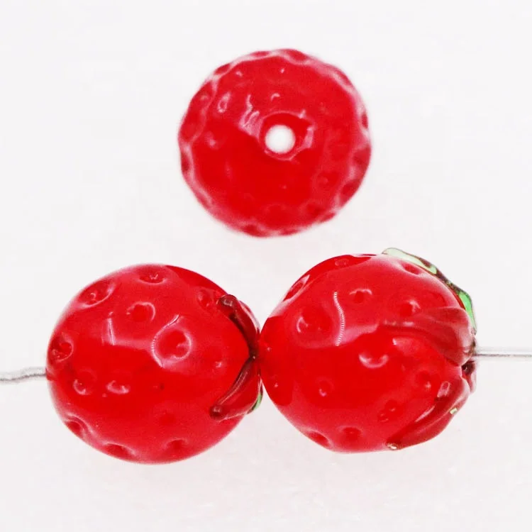 Red Lampwork Glass Strawberry Beads by Bead Landing™