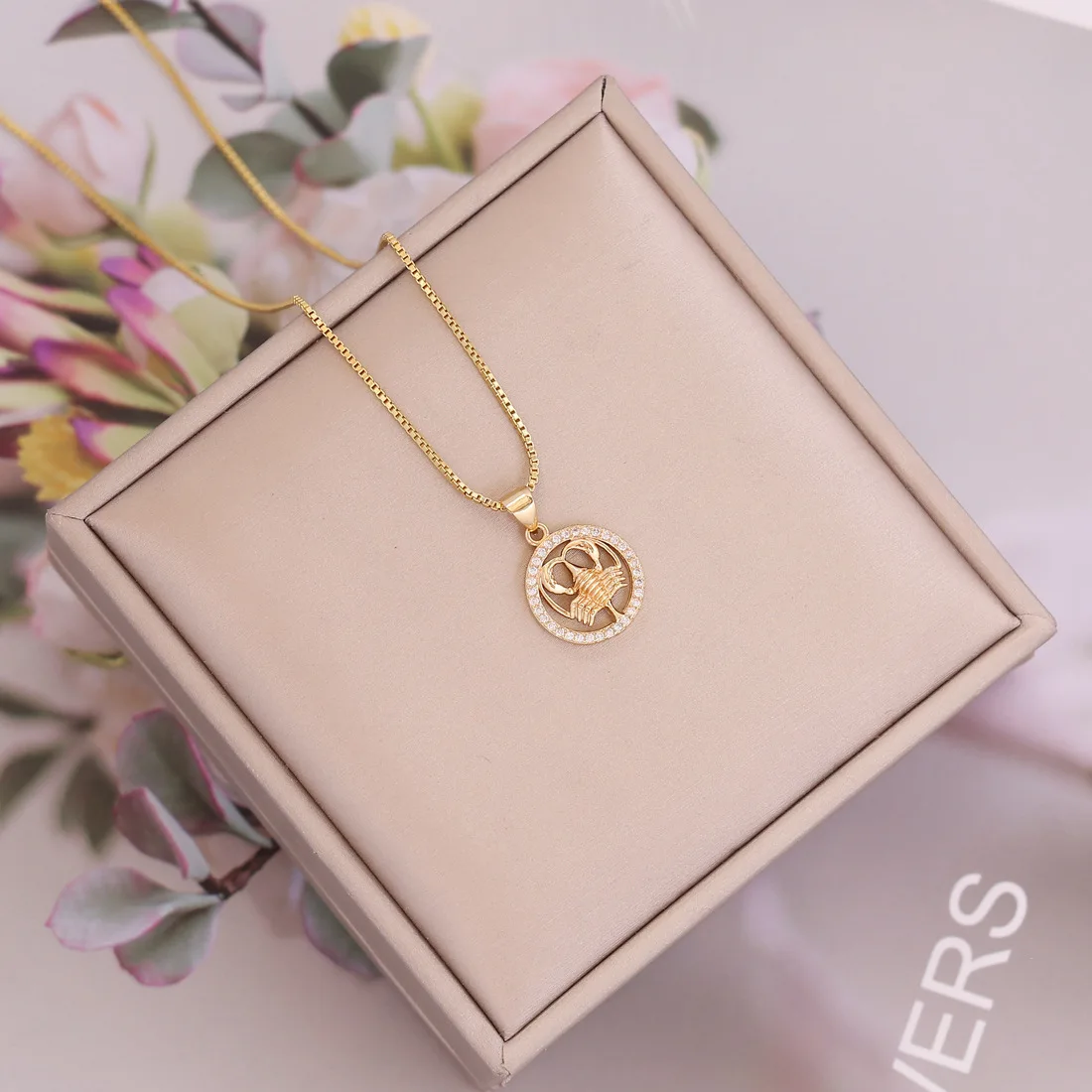 Custom 12 Zodiac Sign Locket Necklace 18k Gold Plated Personalized Cubic  Zircon Crystal Couple Necklace for Women Jewelry