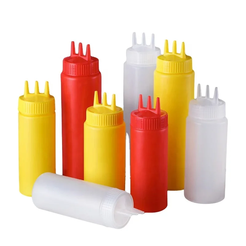 Оптовая продажа 4/8/12/16/24/32 унций дозатор для соуса пищевых Приправы Бутылка кетчупа пластиковая бутылка салата кухни