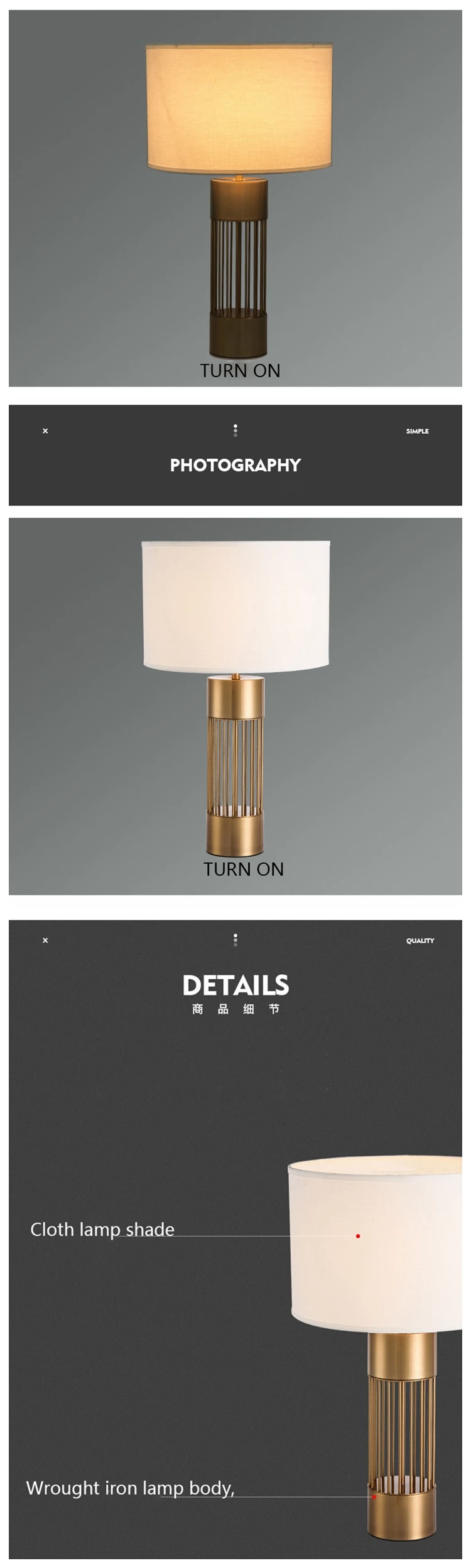 Portable Handmade Indoor Hotel Desk Headboard Table Lamp For Living