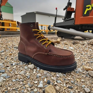 Customized Goodyear Mid-Top Steel Toe Safety Shoes Solid Non-Slip Rubber Sole for Autumn Industrial Work Outdoor Safety Footwear