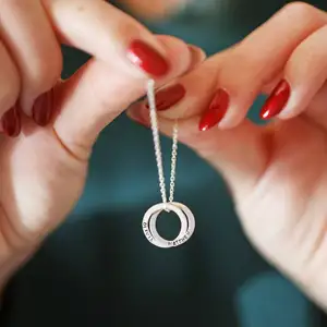 2026 Most Popular Trendy Womens 925 Stirling Silver Interlocking Necklace Circle Pendant Silver Interlocking Circles Necklace