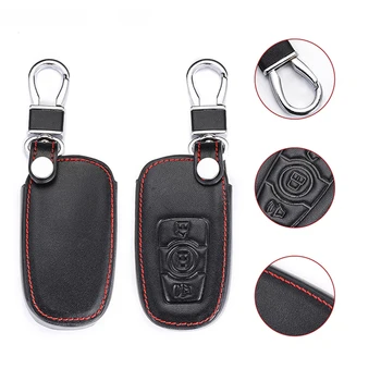 Leather Car Key Cover For Great Wall Haval Hover H6 2015 C50 Hoist 3 Buttons Smart Remote Fob Shell Case Keychain Protector Bag