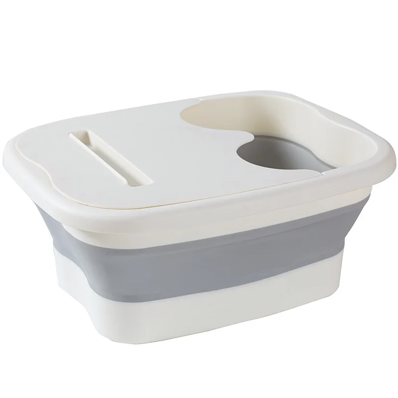 Foldable Foot Tub with Cover Creative Household Massage Foot Basin Portable Outdoor Travel Foldable Foot Basin