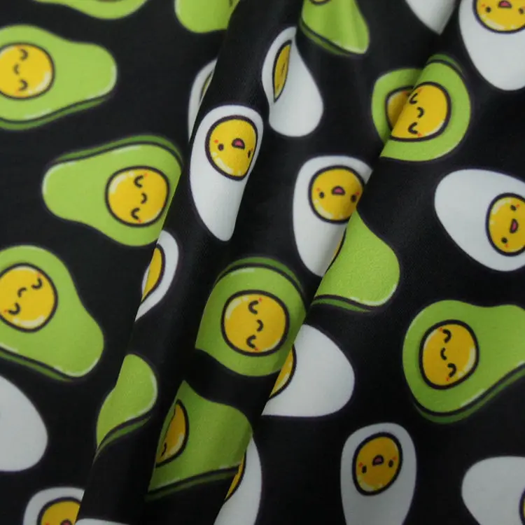 Avocado Fruit Pattern Polyester Sublimation Printed Fabric for Sports Tights