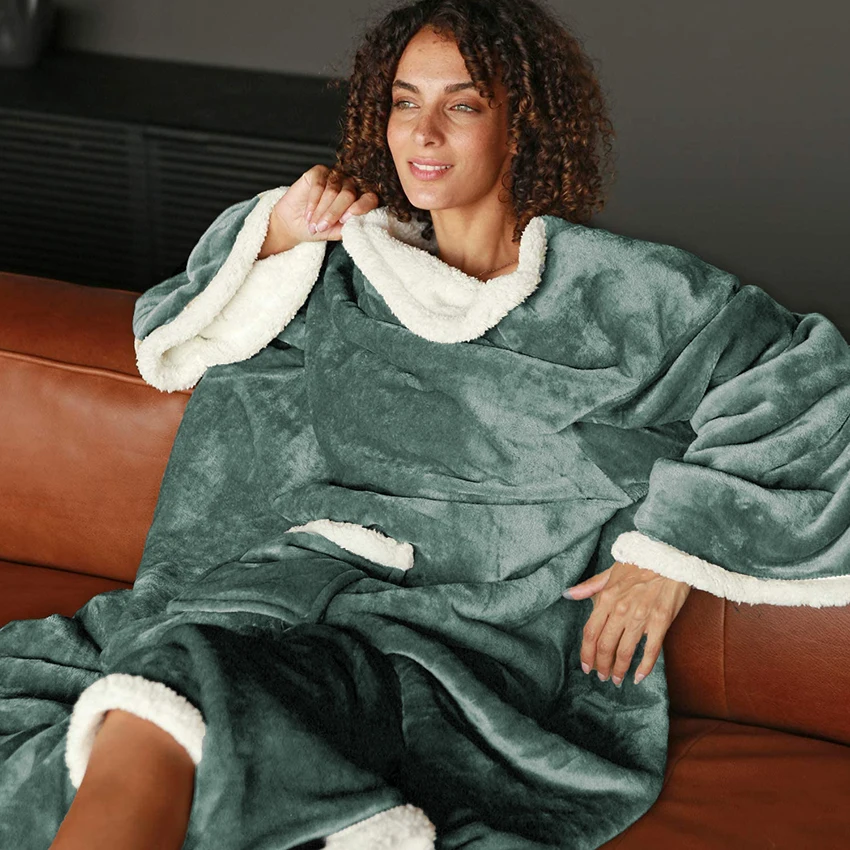 Носимый ТВ супер мягкое одеяло с рукавами и карманом