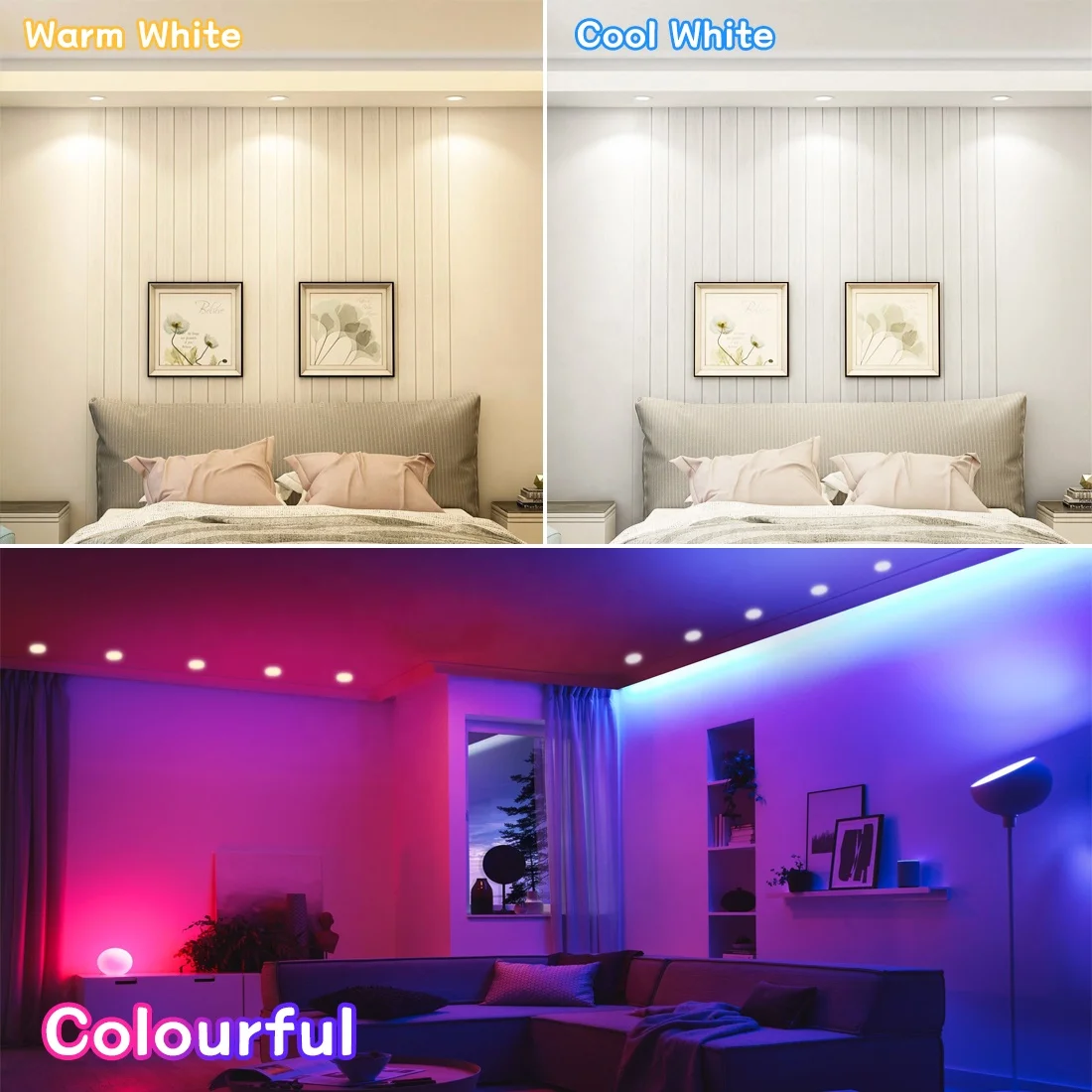 Smart Bulbs WiFi LED GX53  Work with Alexa and Google Home Replacement Halogen Dimmable RGBW 8W Recessed Under Cabinet Downlight