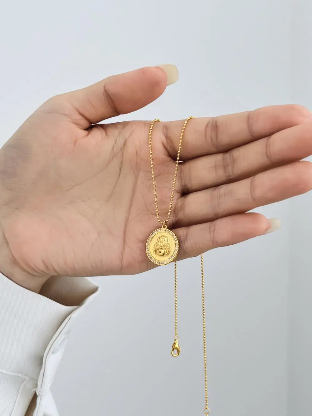 KAKODIY Women's Fashion Gold Plated Luxury Fashion 925 Sterling Silver Round Pendant Jewelry Necklace detail 5