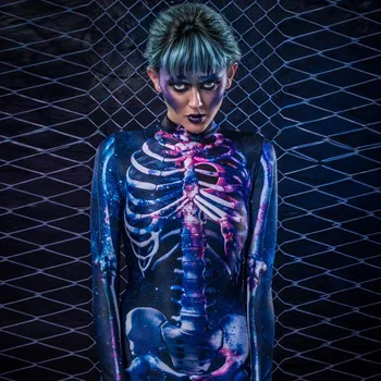 2020 Halloween Ball Skull Bones Halloween Adult Women Cosplay Costumes Skeleton Jumpsuit bodysuits