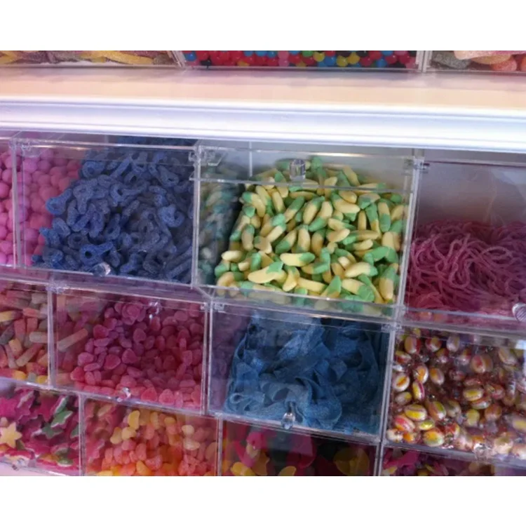 Transparent Stackable Acrylic Candy Box Acrylic Candy Display Sweets Case with a Sliding Lid