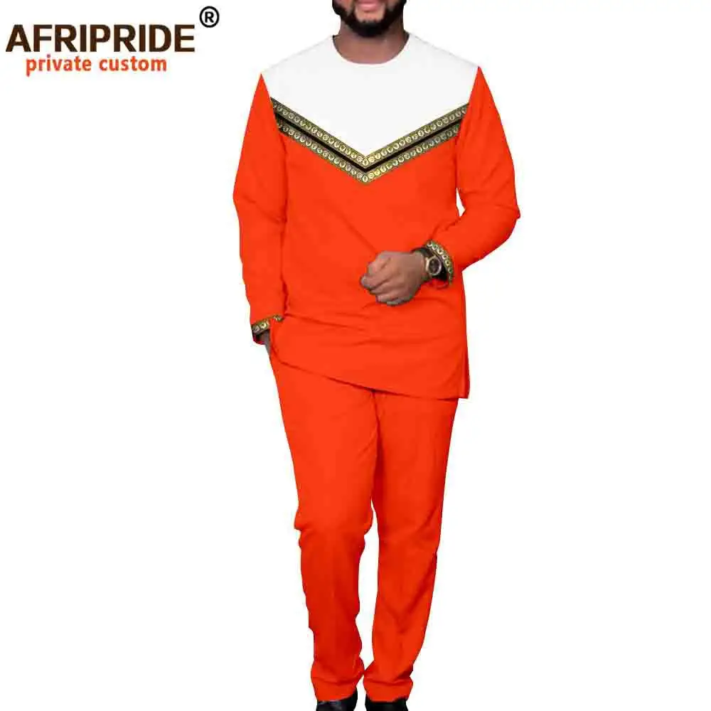 Custom Designed Multi-Color Dashiki Suit for Men Embroidered Long Sleeve Top and Pants for Summer Spring and Winter
