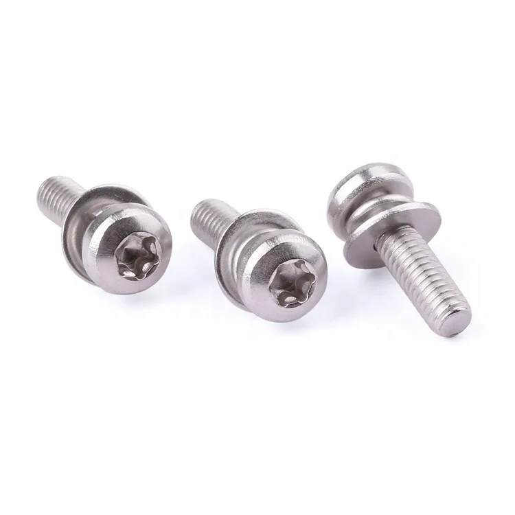 Factory fastener M2-M8 stainless steel pan head flat washer sems screw with sems machine combined screw