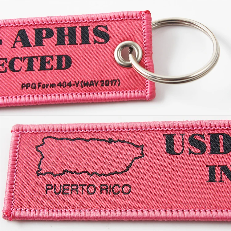 Cheap Fabric Before Flight Key Ring Tag Both Sided logo with Embroidery Keychain Custom
