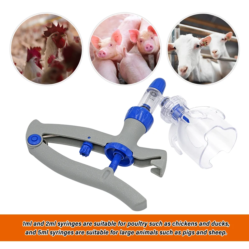 1ml 2ml 5ml Automatic Veterinary Syringes Adjustable Vaccination Injector Animal Continuous Injection