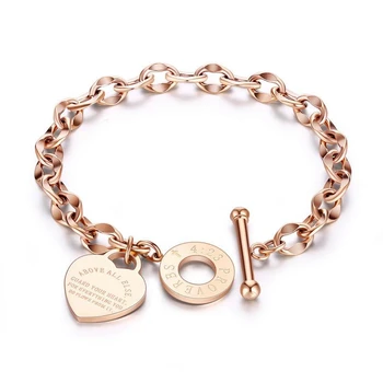 2019 Hot popular Christian Jewelry 316 stainless steel Jesus Bible Engraved heart shaped bracelet for women