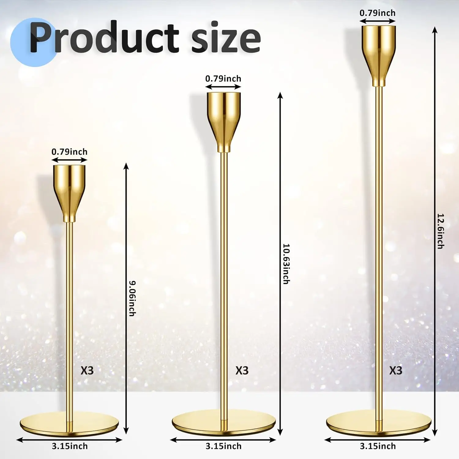 Set of 18 High Quality Modern Gold Indoor Tall Thin Metal Taper Candle Holders for Wedding Table Centerpiece Decorative - Image 5