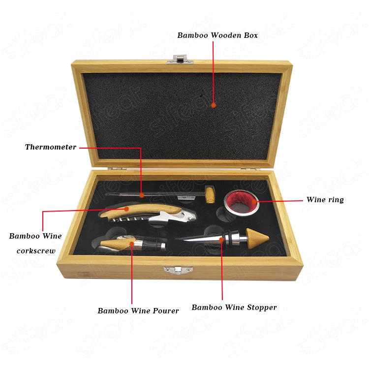 Corkscrew & Wine Thermometer in Wood Box