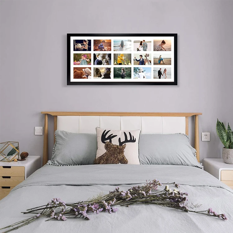 Pack 4x6 Collage Picture Frames with 15 Openings Multi Black Photo Frame with White Mat Displays 4x 6 Pictures