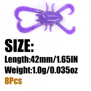Exit 42cm Stainless Steel 8-Piece Mini Flowing Shrimp Floating Upside-Down Soft Bait Jig Head Hook for Bass Fishing – Soft Lure – view 3