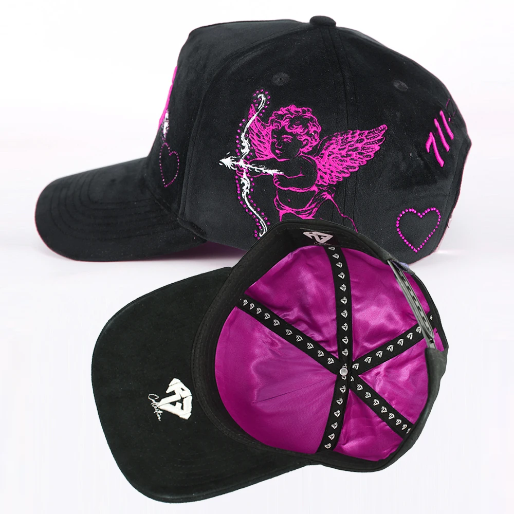 OEM Custom Suede Rhinestone Baseball Cap - Unisex 5-Panel  display picture 1