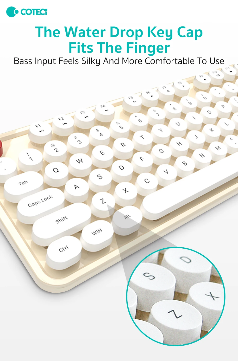 Coteci 84018 104 Keys Wired Keyboard 7 Coteci Keyboard Mouse Combination Retro Cordless Office USB Dot Wired 104 Keys Desktop Standard Dome USB 2.0 3 Keys US Layout