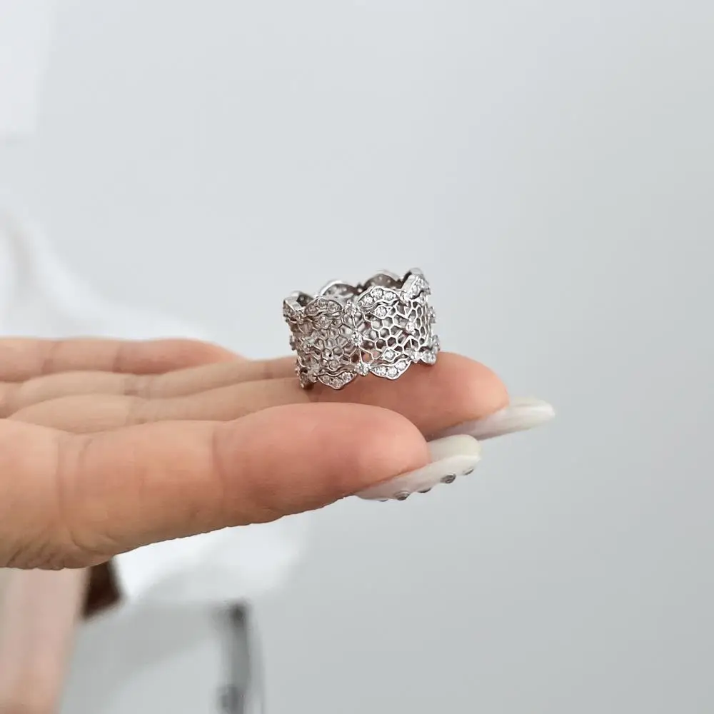 KAKODIY Beehive Elegant Engagement Wedding 5A Zircon 925 Sterling Silver Ring for Women detail 5