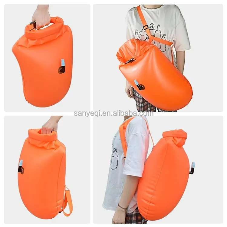 20L Open Water TPU PVC Inflatable Swim Buoy Safety Life Dry Bag for Swimming Ocean Swim Pull Buoy for Camping & Hiking