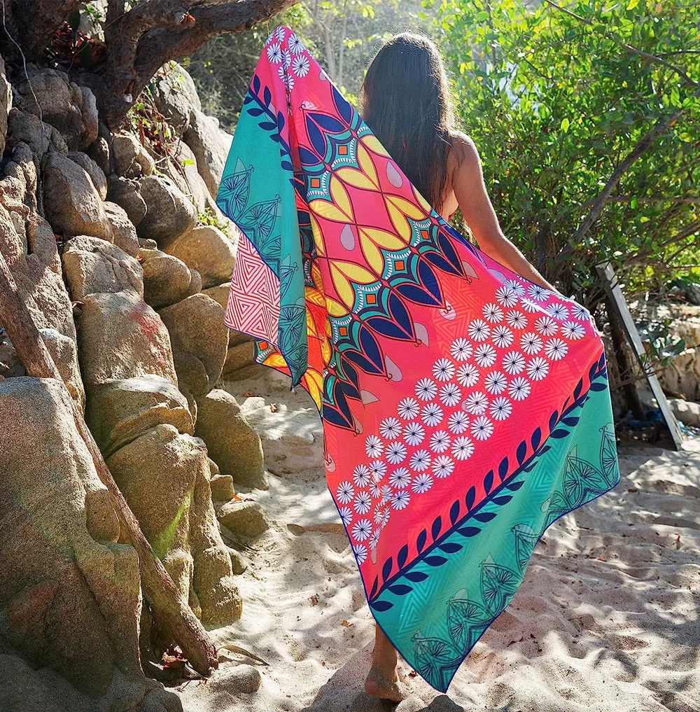 Personalized High Quality Print Super Large Rectangle Microfiber Custom Beach Towel Used In